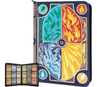 Raccoglitore Carte 3D per Pokemon - Design Elementare 3D in Rilievo in Pelle PU con Cerniera - Album Carte con 9 Pasche per 360 carte. Porta Carte Contenitore/Card Binder