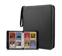 Raccoglitore Carte con Cerniera, 50 Pagine 4 Tasche Album Carte per 400 Carte, Raccoglitore Di Carte Collezionabili, Album Di Carte Collezionabili Trasparente Impermeabile, Nero