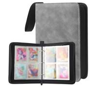 Raccoglitore Carte Magic,440 Tasche Album Porta Carte,55 Pagine Raccoglitore di Carte con cerniera,Grigio，Grande capacità, adatto per le carte di gioco preferite, le carte magiche e da poker