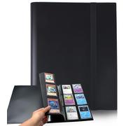 Raccoglitore Carte Maniche 360 Tasche con Cinghia Elastica, Album Trasparente Impermeabile, Raccolta Carta Libro Carte Gioco, Caccoglitore Magic Doppia Pagina per Yugioh, MTG,Stumble Guys,Lorcana Nero