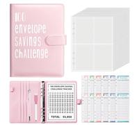 Raccoglitore Challenge da 100 Buste, Raccoglitore per Risparmiare Denaro con Fogli di Budget e Penna, A5 Budget Planner di Bilancio per Persona Famiglia