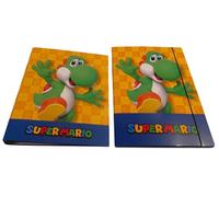 Raccoglitore Compatibile con Super Mario Yoshi 4 anelli per la scuola + Cartella con elastico + omaggio portachiave Mario o Luigi