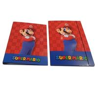 Raccoglitore Compatibile con Super Mario Yoshi 4 anelli per la scuola + Cartella con elastico + omaggio portachiave Mario o Luig