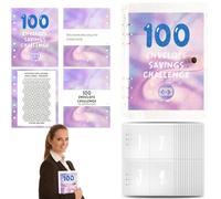 Raccoglitore con 100 buste per la , 100 buste per risparmiare denaro, cartella per il budget, libro delle sfide di risparmio