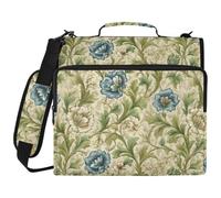 Raccoglitore con 3 anelli da 3,8 cm, con tracolla, motivo vintage con giglio, William Morris, multitasche, per scuola/ufficio