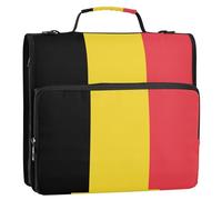 Raccoglitore con bandiera del Belgio a 3 anelli, 3,8 cm, con cerniera e tracolla, include tasca con cerniera, organizer per documenti per ufficio e scuola