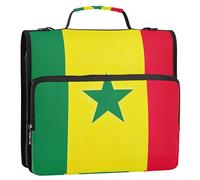 Raccoglitore con bandiera del Senegal da 3,8 cm, 3 anelli, con cerniera, organizer per la scuola, con tracolla, cartella portadocumenti con manico
