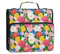 Raccoglitore con cerniera a 3 anelli con cinghia, impermeabile, con cerniera, per studenti di medie dimensioni, fiori primaverili, camelia