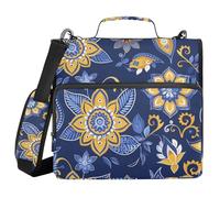 Raccoglitore con cerniera a 3 anelli, con manico, impermeabile, con cerniera, adatto per le scuole medie, colore: giallo e blu