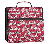 Raccoglitore con cerniera a 3 anelli con manico, include tasca con cerniera, organizer per scuola e ufficio, San Valentino, labbra e cuori sexy