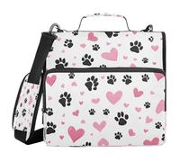 Raccoglitore con cerniera a 3 anelli con tracolla per la scuola, tasche multiple per documenti, organizer per riporre documenti, motivo impronta d'amore