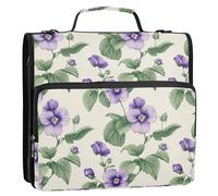 Raccoglitore con cerniera a 3 anelli da 3,8 cm, con cinghia, impermeabile, per scuole medie, bellezza, fiori primaverili, New Jersey, viola