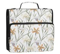 Raccoglitore con cerniera a 3 anelli da 3,8 cm, con tracolla e maniglia, tasche multiple, portfolio portatile adatto per scuole medie Croazia, Iris, Croazia, Bellezza, fiori estivi