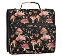 Raccoglitore con cerniera a 3 anelli da 3,8 cm con tracolla tasche multiple organizer per forniture scolastiche per la scuola alla moda fungo nero