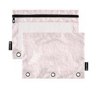 Raccoglitore con cerniera con finestra trasparente, motivo carne e pesca, con texture in lino, grande capacità, 3 anelli, per scuola, ufficio e casa, multicolore, 2 pezzi