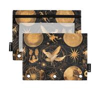 Raccoglitore con cerniera con finestra trasparente nero e oro luci retrò grandi sacchetti in colori assortiti raccoglitore 3 anelli per scuola, ufficio e casa multicolore 2 pezzi