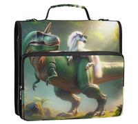 Raccoglitore con cerniera, divertente dinosauro unicorno 3,8 cm, raccoglitore a 3 anelli, resistente, per viaggi e scuola, con tracolla, multi tasche, grande cartella portadocumenti