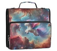 Raccoglitore con cerniera, grazioso unicorno nebulosa spazio, 3 anelli, 3 anelli, borsa per raccoglitori con tracolla, per la scuola e la custodia