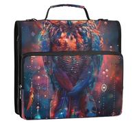 Raccoglitore con cerniera organizer colorato gufo acchiappasogni 3 raccoglitori ad anelli da 3,8 cm con stampa ad anello a D borsa per raccoglitore scolastico con tracolla e custodia porta cartella ad