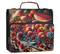 Raccoglitore con cerniera organizer per frutta estiva bacche 1 1/2 pollici Raccoglitore personalizzato a 3 anelli con tracolla per la scuola Multi tasche grande cartella portafoglio