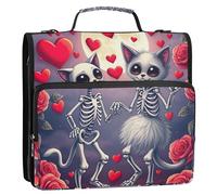 Raccoglitore con cerniera organizer stravagante colorato con due raccoglitori antmorfici da 3,8 cm e 3 anelli con anello a D floreale per la scuola borsa con tracolla portafoglio può contenere 500