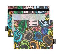 Raccoglitore con finestra trasparente colorato Cool Trend Graffiti Cerniera astuccio in colori assortiti Tre anelli Raccoglitore Scuola Classe Ufficio Organizzatori Multicolore 2 PZ