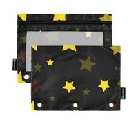 Raccoglitore con finestra trasparente Giallo Star Pencil caso grande capacità 3 anelli astuccio per la memorizzazione scuola ufficio forniture multicolore 2 PCS