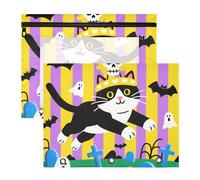 Raccoglitore con finestra trasparente portapenne per lettere A4, confezione da 2 pezzi, forniture scolastiche per studenti, Halloween, motivo gatto nero