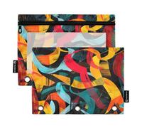 Raccoglitore con finestra trasparente Texture astratta Raccoglitore Astuccio trasparente Finestra e occhielli 3 anelli Raccoglitore Tasca per la Conservazione Scuola Forniture per Ufficio Multicolore