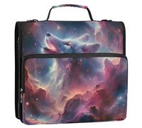 Raccoglitore da lavoro con cerniera organizer a 3 anelli da 3,8 cm con anello a D nebulosa lupo colorato cartella con manico raccoglitori con tracolla borsa per la scuola media