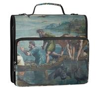 Raccoglitore da lavoro con cerniera, organizer da 3,8 cm, 3 anelli Raphael Miraculous Draught Fishes multi tasche, grande cartella per la scuola, con tracolla
