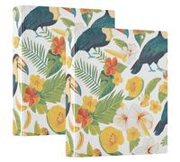 Raccoglitore da ufficio in stile tropicale, 3,8 cm, 3 anelli con copertina tascabile, confezione da 1/2 raccoglitori da ufficio, 200 fogli