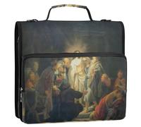 Raccoglitore da viaggio con cerniera, organizer a 3 anelli, 3,8 cm, anello a D, Rembrandt Incredulity St Thomas, con manico, con tracolla, borsa per la scuola media