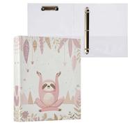 Raccoglitore decorativo a tre anelli, 3,8 cm, 3 anelli, contiene 200 fogli, quaderno per scuola e ufficio, carino bradipo yoga posa, 1 confezione