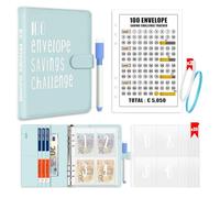Raccoglitore di Bilancio A5, 100 Buste di Risparmio, Portafoglio Risparmio, Buste di Denaro, Planner di Bilancio con Penna e Tracker, Portafoglio per Scuola, Casa, Ufficio, Diario di Viaggio