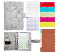 Raccoglitore di Bilancio A6 Binder per Notebook in Pelle PU con 12 Buste a Cerniera, 12 Fogli di Bilancio e Etichetta Adesiva per Viaggiare, Uso quotidiano Grigio