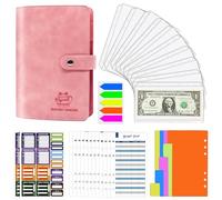 Raccoglitore di bilancio con buste a cerniera, raccoglitore di bilancio A6 con buste in contanti per il bilancio, divisori di raccoglitore della chiusura lampo del portafoglio (rosa)