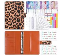 Raccoglitore di bilancio Quaderno A6 a fogli mobili, quaderno economico, quaderno con stampa leopardata, quaderno in pelle PU, raccoglitore manuale, set di cancelleria for ufficio Raccoglitore Portafo