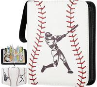 Raccoglitore di carte da baseball 440 tasche, 55 maniche piccolo raccoglitore da baseball 3 anelli con cerniera porta carte collezionabili 4 tasche, mini organizer per libri da collezione sportiva