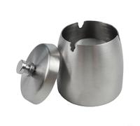 Raccoglitore di fuliggine in acciaio inox con coperchio, per interni ed esterni, antivento, per giardino, patio, barbecue, design a prova di odore, (argento)