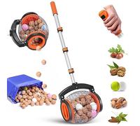 Raccoglitore di noci e frutta, manico telescopico regolabile 67-143 cm senza abbassarsi, cesto in acciaio 4,5 l per nocciole, castagne, ghiande, mele al pavimento, raccoglie noci, raccogli frutta