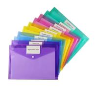 Raccoglitore Documenti 10/5 pezzi cartelle A4 buste cartella di file trasparente for documenti con bottone a pressione tasca etichetta for organizzatore ufficio(10pcs Random Color)