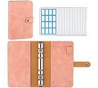 Raccoglitore Documenti Raccoglitori ad Anelli PU Portadocumenti con 12 Buste A6 Trasparenti 16 Etichette Autoadesive, per Documenti, Portalistino, Biglietti, Casa, Ufficio, Scuola, Dormitorio - Rosa