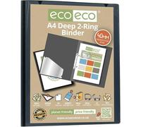Raccoglitore Eco Eco A4 Cartella File 2 Anelli Copertura Nera x 12 Pacco