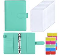 Raccoglitore economico con cerniera per contanti, formato A6, con 12 tasche per raccoglitori con cerniera, per risparmiare denaro, raccoglitore per denaro con etichette, verde menta