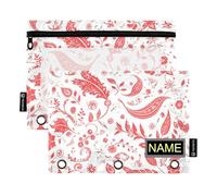 Raccoglitore floreale bianco rosso e pesca per la gestione della casa con finestra trasparente Personalizzare grande astuccio con cerniera in colori assortiti 3 fori raccoglitore scuola classe ufficio