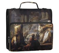 Raccoglitore floreale con cerniera organizer da 1 1/2 pollici raccoglitori a 3 anelli Jean Baptiste Camille Corot Pittura Portfolio Tenere 500 fogli Raccoglitori con tracolla Borsa per la scuola media