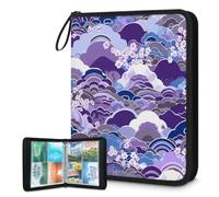 Raccoglitore giapponese per carte collezionabili con nuvole di ciliegio, 4 tasche con cerniera, 3 anelli porta carte con 50 maniche, organizer per carte da collezione compatibile con carte da