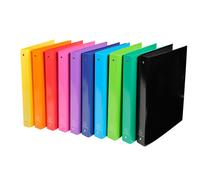 Exacompta - 51929E - Conf. da 10 Raccoglitori Foderati in Cartoncino Lucido Plastificato Iderama - 4 Anelli Tondi 30 mm - Dorso 40 mm - F.to Esterno 26x32 cm per A4 - 10 Colori Assortiti