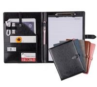 Raccoglitore in pelle, organizer per documenti legali per interviste, cartellina portabiglietti da visita incluso, 2 blocchi per lettere (nero)